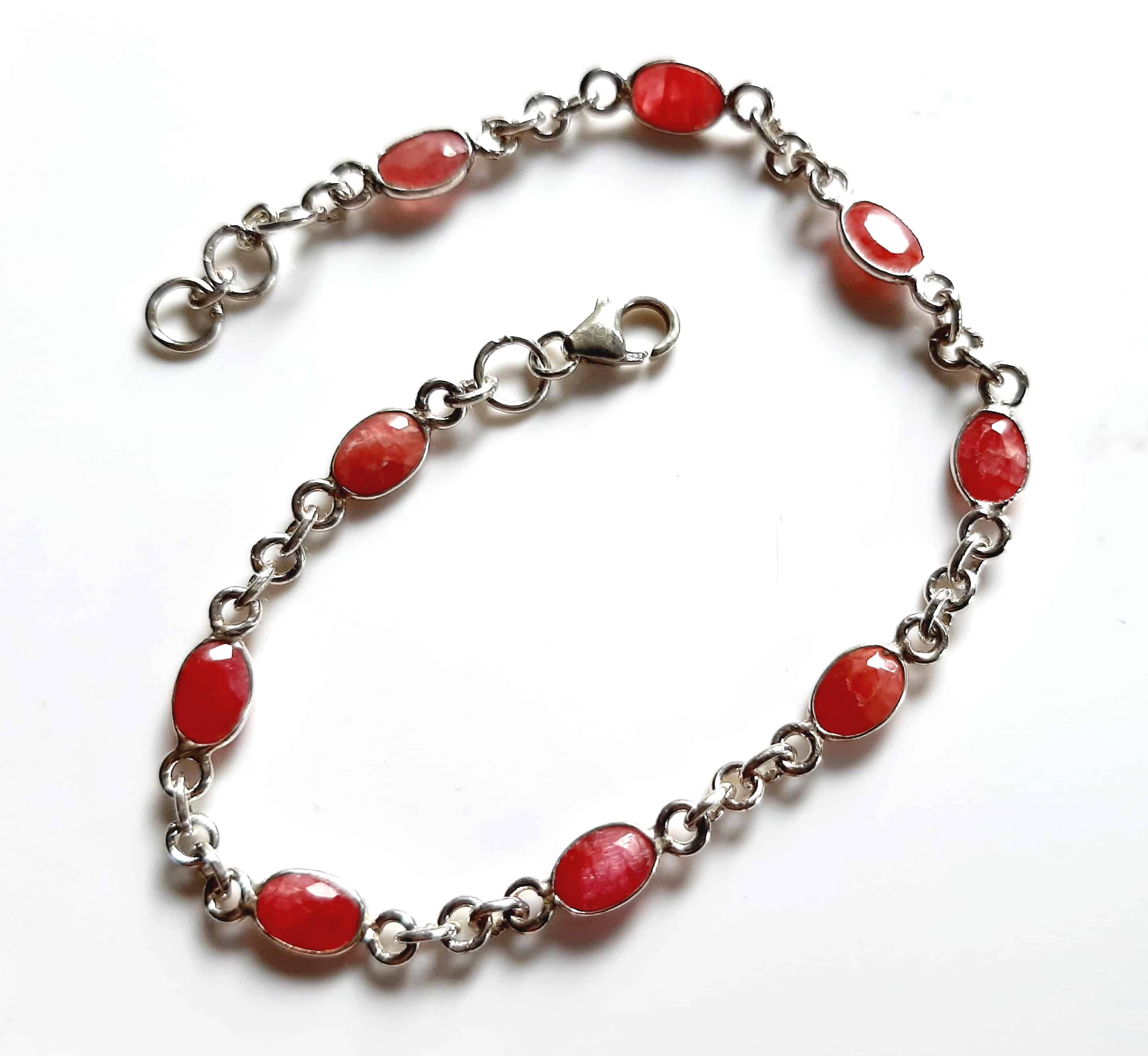 Delicate, natural, cloudy ruby bracelet - StonesandSilver